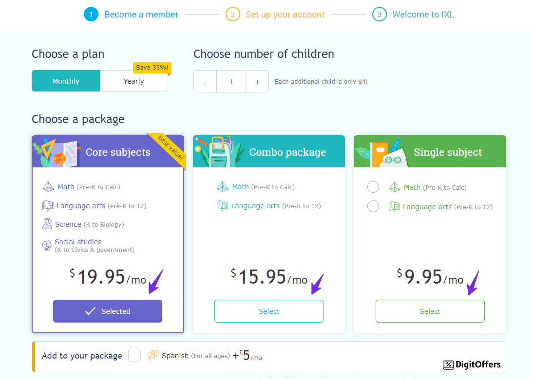 IXL Family membership Plans