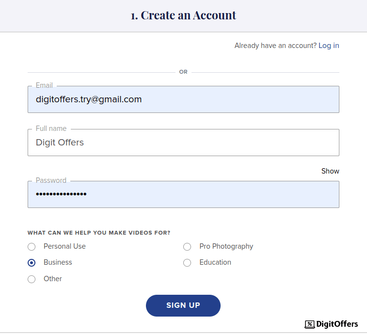 Animoto Create an Account