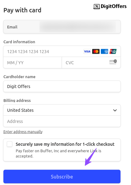 Buffer Checkout page