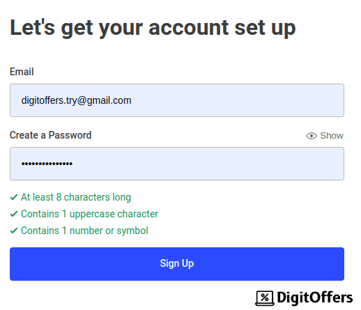 Buffer sign up page