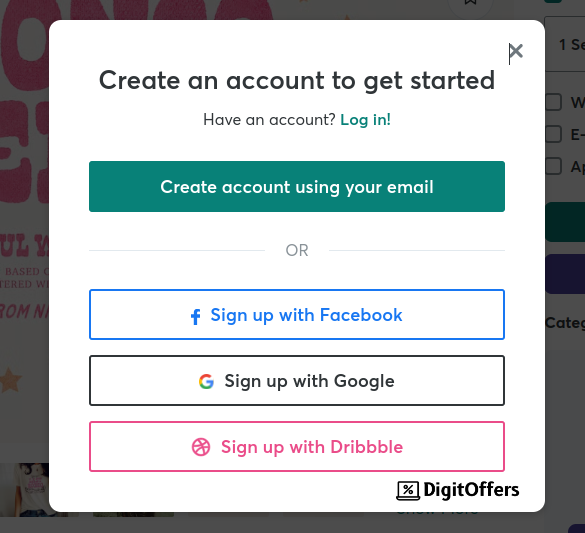 Create an account on Creative Market