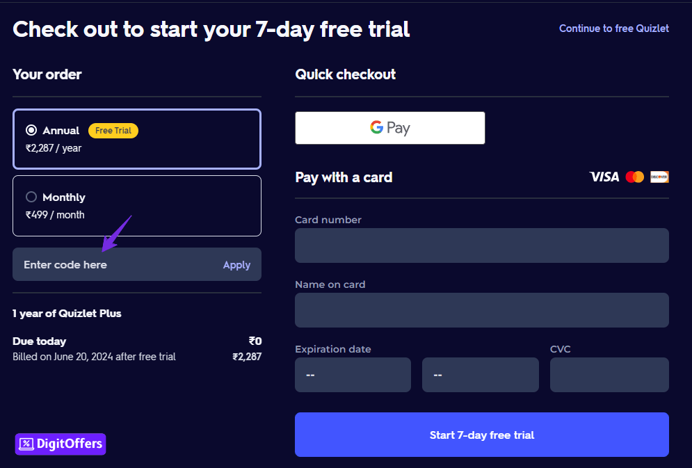 Apply Quizlet  Coupon Code at Checkout