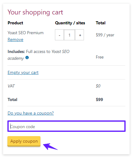 Submit Yoast SEO Coupon Code and Apply 