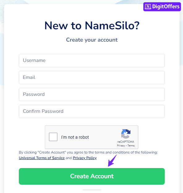 Create NameSilo Account